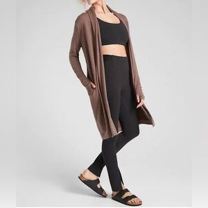 ATHLETA Cozy Soft Canopy Wrap in Nirvana Mineral Brown Cardigan Small